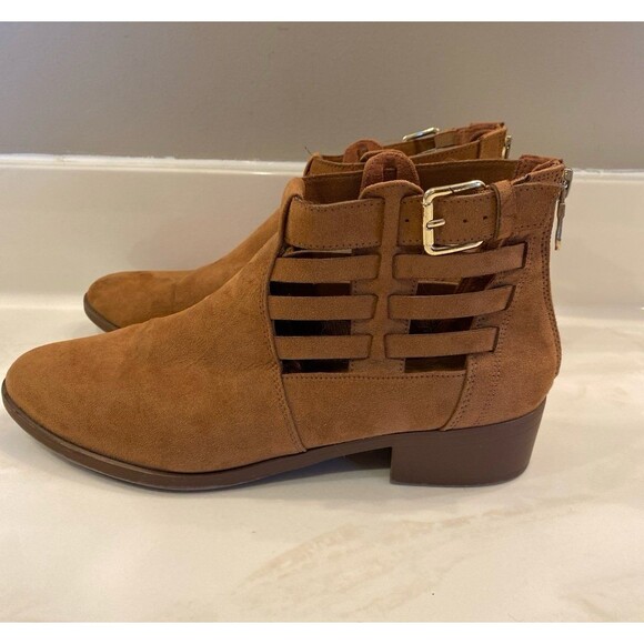 American Eagle Outfitters Ankle Boots Size 9.5 Brown Faux Suede Zipper Back - Picture 2 of 12